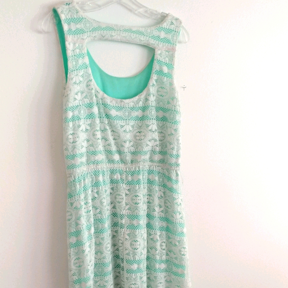 Turquoise Lace High-Low Sundress